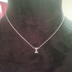 Silver letter I necklace 16 inches